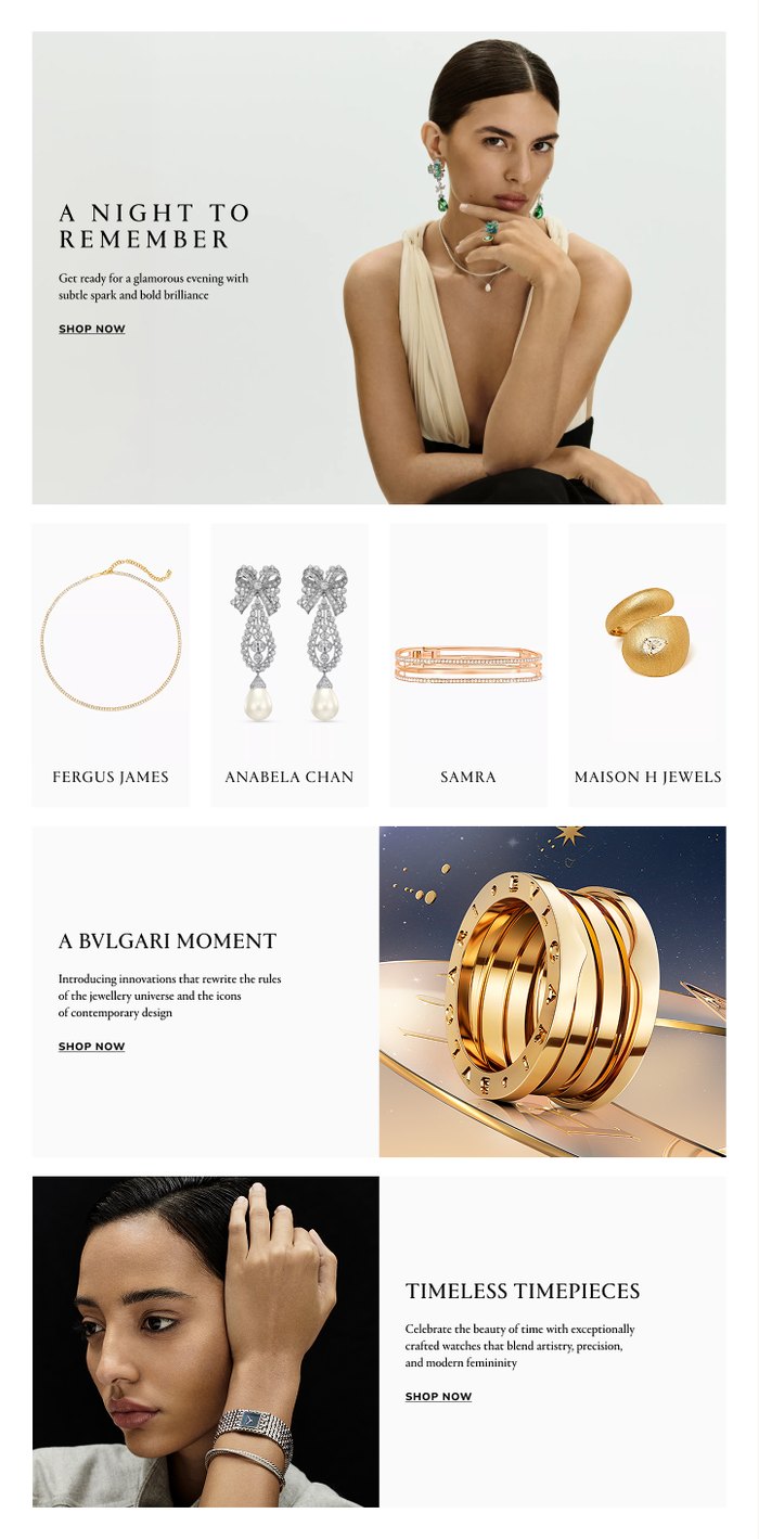 Ounass Jewellery newsletter, desktop